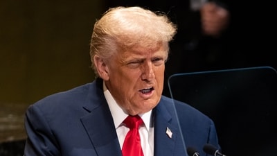President Donald Trump addresses the 80th session of the United Nations General Assembly, Tuesday. (AP) President Donald Trump addresses the 80th session of the United Nations General Assembly, Tuesday. (AP)