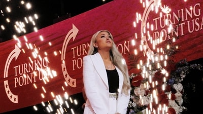 Erika Kirk, wife of slain conservative commentator Charlie Kirk and the new CEO of Turning Point USA, said she forgave shooting suspect Tyler Robinson at her late husband's memorial service. (REUTERS)