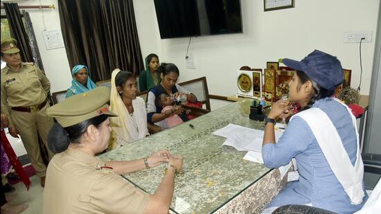 Police said the girls were also taken around the police station and were briefed about the workings of different departments that operate at police stations. (Sakib Ali/HT Photo)