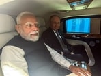 Prime Minister Narendra Modi and Russian President Vladimir Putin share a car together to the venue of their bilateral meeting, in Tianjin on Monday. Prime Minister Narendra Modi and Russian President Vladimir Putin share a car together to the venue of their bilateral meeting, in Tianjin on Monday.