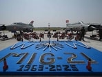 Air Force MIG-21 Bison fighter jets stand at the tarmac during rehearsal ahead of its farewell at Chandigarh Airforce Station Air Force MIG-21 Bison fighter jets stand at the tarmac during rehearsal ahead of its farewell at Chandigarh Airforce Station