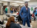 Des Moines Public Schools Superintendent, Dr. Ian Roberts, speaks with students 