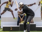 Retired Jamaican sprinter Usain Bolt visited Jamnabai Narsee School for the DreamDash event in Mumbai. (Satish Bate/ HT)