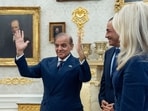 Pakistan Prime Minister Shehbaz Sharif, left, and General Asim Munir wait for their meeting with President Donald Trump, in the Oval Office at the White House, on Thursday, in Washington. 