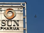 The logo of Sun Pharma installed on the facade of its corporate office in Mumbai.