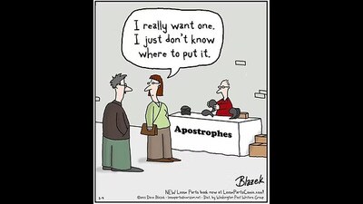 A panel from the comic strip Loose Ends by artist Dave Blazek. (Apostrophe Protection Society) A panel from the comic strip Loose Ends by artist Dave Blazek. (Apostrophe Protection Society)