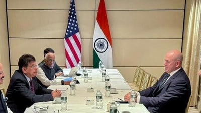 Union Minister for Commerce and Industry, Piyush Goyal, in a meeting with The Carlyle Group, CEO, Harvey Schwartz, in New York on Thursday. (@PiyushGoyal X/ANI Photo) (@PiyushGoyal X) Union Minister for Commerce and Industry, Piyush Goyal, in a meeting with The Carlyle Group, CEO, Harvey Schwartz, in New York on Thursday. (@PiyushGoyal X/ANI Photo) (@PiyushGoyal X)