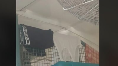 An image of clothes drying on a train berth went viral, as users reacted with humour, shock and disbelief. (Reddit/edging_all_night)