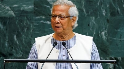 Bangladesh's Chief Adviser of the interim Government Muhammad Yunus addresses the 80th United Nations General Assembly (UNGA) at U.N. headquarters in New York City, U.S., September 26, 2025. (REUTERS)