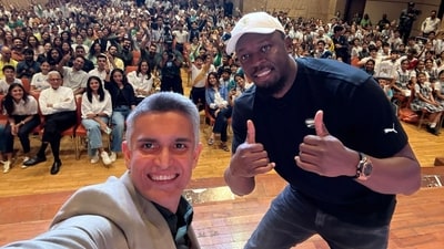 Usain Bolt at a Mumbai school