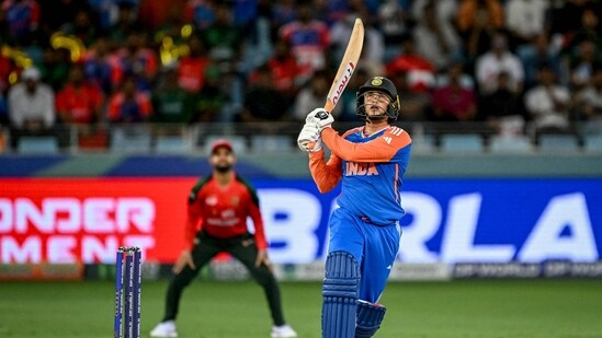 India's Abhishek Sharma watches the ball after playing a shot during the Asia Cup 2025 Super Four match vs Bangladesh (AFP)