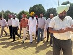 Anandpur Sahib MP Malvinder Singh Kang inspecting paddy procurement at the Kharar grain market on Friday. (HT Photo) Anandpur Sahib MP Malvinder Singh Kang inspecting paddy procurement at the Kharar grain market on Friday. (HT Photo)