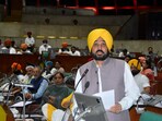 CM Bhagwant Mann on the first day of Vidhan Sabha session in Chandigarh. (Ravi Kumar/HT)