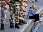 Indo-Tibetan Border Police (ITBP) personnel stand guard in Leh on Saturday. (AFP)