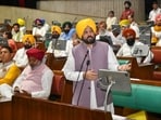 Punjab Chief Minister Bhagwant Mann speaks during a special session of the State Assembly, in Chandigarh, Friday, Sept. 26, 2025.