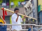 Actor and Tamilaga Vetri Kazhagam (TVK) Founder Vijay addresses a public rally, in Namakkal district, Tamil Nadu Actor and Tamilaga Vetri Kazhagam (TVK) Founder Vijay addresses a public rally, in Namakkal district, Tamil Nadu