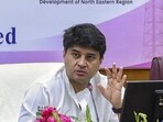 Union minister Jyotiraditya Scindia addresses a press conference on the occasion of the 25th anniversary of Bharat Sanchar Nigam Limited (BSNL). (@JM_Scindia) Union minister Jyotiraditya Scindia addresses a press conference on the occasion of the 25th anniversary of Bharat Sanchar Nigam Limited (BSNL). (@JM_Scindia)