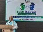 Union minister for housing and urban affairs Manohar Lal Khattar at the Swachh Shehar Jodi programme on Saturday. (Photo from X) Union minister for housing and urban affairs Manohar Lal Khattar at the Swachh Shehar Jodi programme on Saturday. (Photo from X)