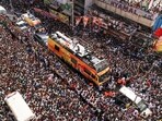 Visuals from Tamilaga Vettri Kazhagam (TVK) President and actor Vijay’s Namakkal rally, held earlier today.