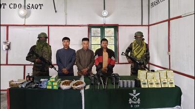 Apart from the seized arms, the Assam Rifles also recovered multiple contraband items and a total cash amount of 500,000 Kyat. Apart from the seized arms, the Assam Rifles also recovered multiple contraband items and a total cash amount of 500,000 Kyat.