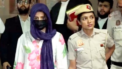 Gaganpreet Kaur, accused in BMW accident case, being brought to judge's residence, in New Delhi. (PTI) Gaganpreet Kaur, accused in BMW accident case, being brought to judge's residence, in New Delhi. (PTI)
