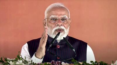 Prime Minister Narendra Modi addresses the gathering at a public rally in Jharsuguda, Odisha, on Saturday. (X)