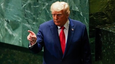 Earlier, Trump said he faced 'sabotage' at the UNGA after an escalator malfunction, teleprompter failure and sound issues. (AP Photo/Yuki Iwamura) (AP) Earlier, Trump said he faced 'sabotage' at the UNGA after an escalator malfunction, teleprompter failure and sound issues. (AP Photo/Yuki Iwamura) (AP)