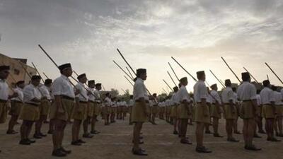 Volunteers of Rashtriya Swayamsevak Sangh during a parade. (Sonu Mehta/ HT File Photo) Volunteers of Rashtriya Swayamsevak Sangh during a parade. (Sonu Mehta/ HT File Photo)