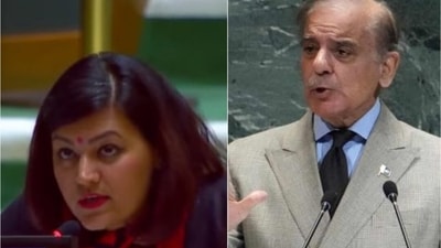 Exercising India’s right of reply at UNGA after Shehbaz Sharif’s address, first secretary in India’s Permanent Mission to the UN, Petal Gahlot, launched a sharp rebuttal. (X) Exercising India’s right of reply at UNGA after Shehbaz Sharif’s address, first secretary in India’s Permanent Mission to the UN, Petal Gahlot, launched a sharp rebuttal. (X)