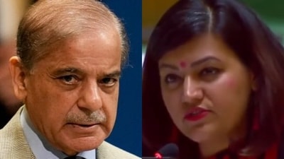 Pakistani Prime Minister Shehbaz Sharif and first secretary in India’s Permanent Mission to the UN Petal Gahlot. (ANI) Pakistani Prime Minister Shehbaz Sharif and first secretary in India’s Permanent Mission to the UN Petal Gahlot. (ANI)