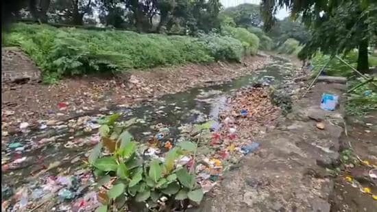 Right canal of Khadakwasla Dam, which supplies water for drinking and irrigation to Haveli, Daund and Indapur talukas, has turned into a dumping ground for the city’s sewage and garbage. (HT)