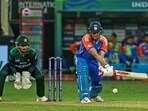 India's Shubman Gill plays a shot.