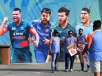 Indian fans outside the Dubai International Cricket Stadium on September 28, 2025.