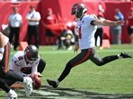 Tampa Bay Buccaneers kicker Chase McLaughlin scored the goal against Philadelphia Eagles. Tampa Bay Buccaneers kicker Chase McLaughlin scored the goal against Philadelphia Eagles.