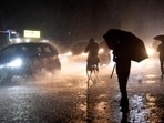 Heavy rainfall lashed Mumbai late on Saturday. (PTI) Heavy rainfall lashed Mumbai late on Saturday. (PTI)