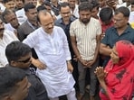 Maharashtra Deputy Chief Minister Ajit Pawar interacts with people during inspection of a flood-hit village in Solapur district on September 24, 2025. (PTI) Maharashtra Deputy Chief Minister Ajit Pawar interacts with people during inspection of a flood-hit village in Solapur district on September 24, 2025. (PTI)