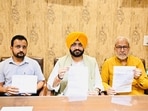 Punjab cabinet minister Tarunpreet Singh Sond addressing mediapersons in Ludhiana on Saturday. (HT photo) Punjab cabinet minister Tarunpreet Singh Sond addressing mediapersons in Ludhiana on Saturday. (HT photo)