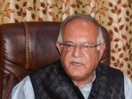 SJammu and Kashmir Pradesh Congress Committee (JKPCC) president Tariq Hameed Karra addresses a press conference at party office, in Srinagar, on Sunday. (PTI)