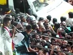 TVK (Tamilaga Vettri Kazhagam) chief and actor Vijay addresses a gathering before a stampede during a public event, in Karur on Saturday. TVK (Tamilaga Vettri Kazhagam) chief and actor Vijay addresses a gathering before a stampede during a public event, in Karur on Saturday.