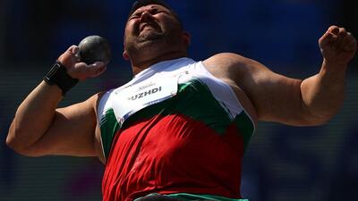 Bulgaria's Ruzhdi in action in the men's shot put F55 category final in the World Para Athletics Championships at New Delhi’s Jawaharlal Nehra Stadium on Sunday. (REUTERS) Bulgaria's Ruzhdi in action in the men's shot put F55 category final in the World Para Athletics Championships at New Delhi’s Jawaharlal Nehra Stadium on Sunday. (REUTERS)