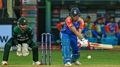 India's Shubman Gill plays a shot. (AFP) India's Shubman Gill plays a shot. (AFP)