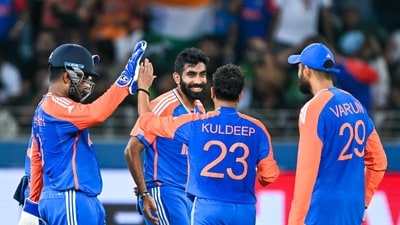 Kuldeep Yadav was expensive early on in the piece, but his wicket of Saim Ayub in the 13th over completely changed the complexion of the game. (AFP) Kuldeep Yadav was expensive early on in the piece, but his wicket of Saim Ayub in the 13th over completely changed the complexion of the game. (AFP)