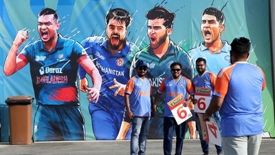 Indian fans outside the Dubai International Cricket Stadium on September 28, 2025. (Reuters)