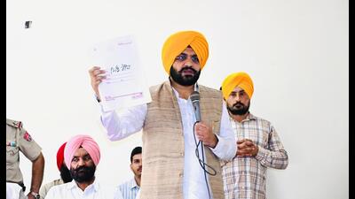 Cabinet minister Tarunpreet Singh Sond in a Khanna village on Sunday.