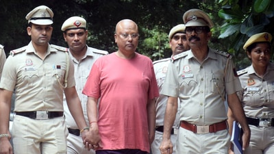 Self-styled 'godman' Swami Chaitanyananda Saraswati arrested by Delhi Police in connection with an alleged sexual harassment case, at Vasant Kunj in New Delhi, (Arvind Yadav/ Hindustan Times) Self-styled 'godman' Swami Chaitanyananda Saraswati arrested by Delhi Police in connection with an alleged sexual harassment case, at Vasant Kunj in New Delhi, (Arvind Yadav/ Hindustan Times)