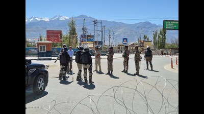 Curfew remains enforce in Leh, security forces intensify patrolling in Leh, on Sunday. (ANI) Curfew remains enforce in Leh, security forces intensify patrolling in Leh, on Sunday. (ANI)