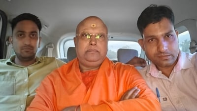 Swami Chaitanyananda Saraswati, accused of sexually harassing 17 students, was arrested by the Delhi Police from Agra. (HT Photo ) Swami Chaitanyananda Saraswati, accused of sexually harassing 17 students, was arrested by the Delhi Police from Agra. (HT Photo )