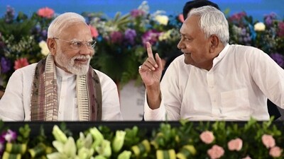 Prime Minister Narendra Modi with Nitish Kumar, Chief Minister of Bihar, during a public meeting in Gaya in Bihar on August 22. (AFP) Prime Minister Narendra Modi with Nitish Kumar, Chief Minister of Bihar, during a public meeting in Gaya in Bihar on August 22. (AFP)