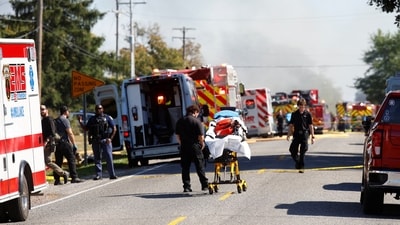 The gunman reportedly rammed the truck into the Michigan church and began shooting. (REUTERS)
