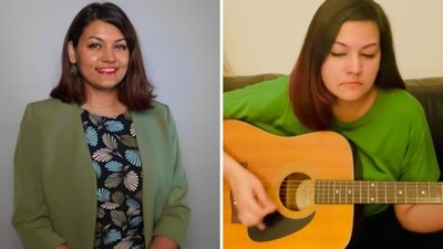 Petal Gahlot is seen playing a guitar in an old video. Petal Gahlot is seen playing a guitar in an old video.
